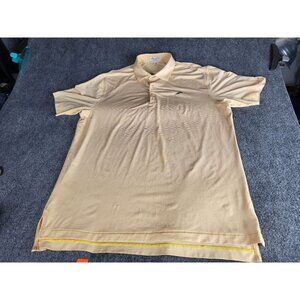 Peter Millar Summer Comfort Cara Cara Polo‎ Men Sz L Striped Yellow Preppy Work